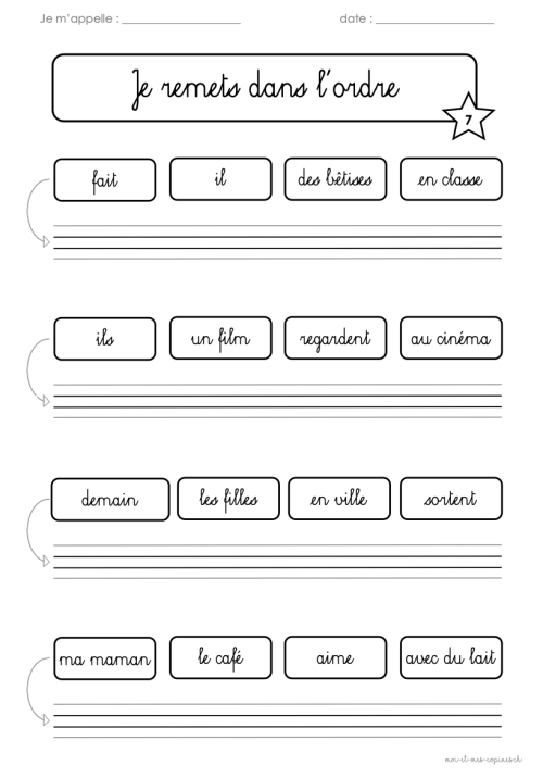 Expression écrite : Je remets dans l&#039;ordre 