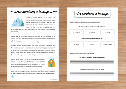 Compréhension de texte : Hiver et Noël