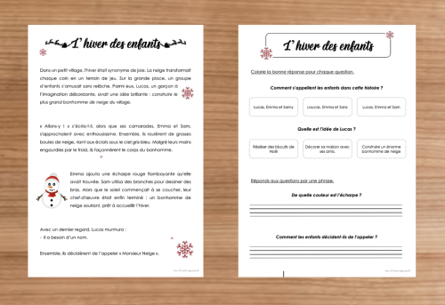 Compréhension de texte : Hiver et Noël