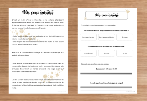 Compréhension de texte : Hiver et Noël