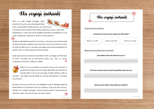 Compréhension de texte : Hiver et Noël
