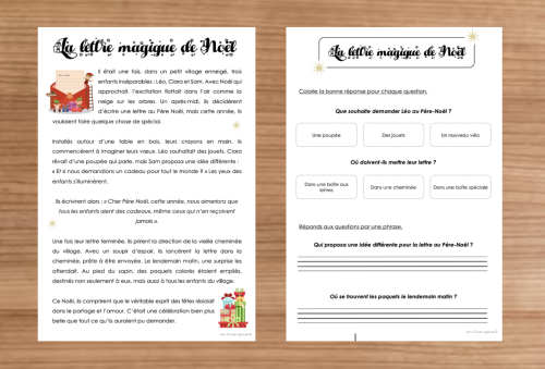 Compréhension de texte : Hiver et Noël