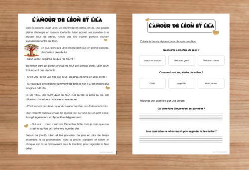 Compréhension de texte : Amour &amp; Amitié