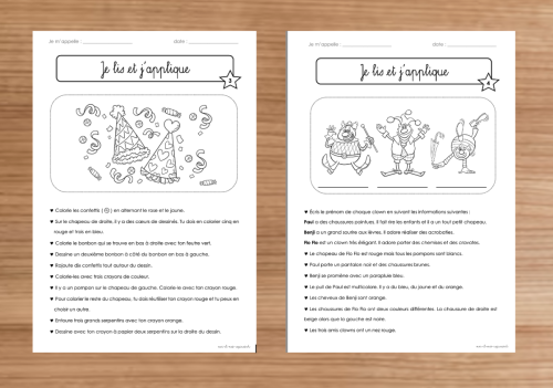 Compréhension de consignes : Carnaval et Saint-Valentin
