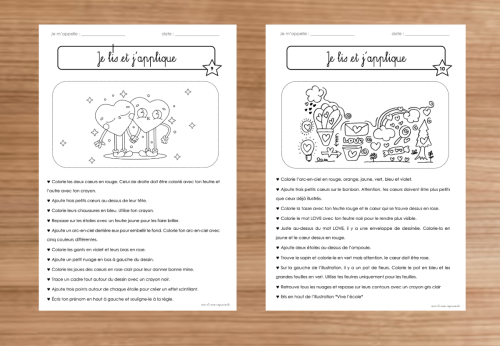 Compréhension de consignes : Carnaval et Saint-Valentin