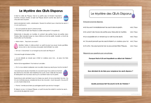Compréhension de texte : Printemps et Pâques 