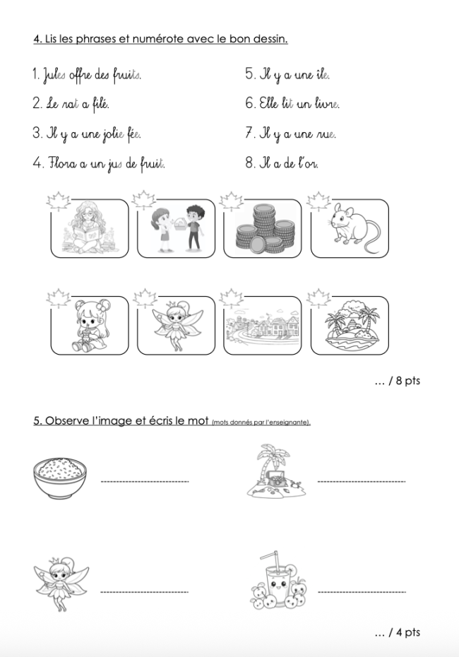 Evaluation FR  : le Temps 1 (3P) 