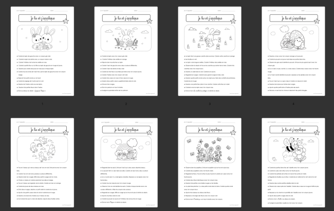 Compréhension de consignes : Pâques et Printemps