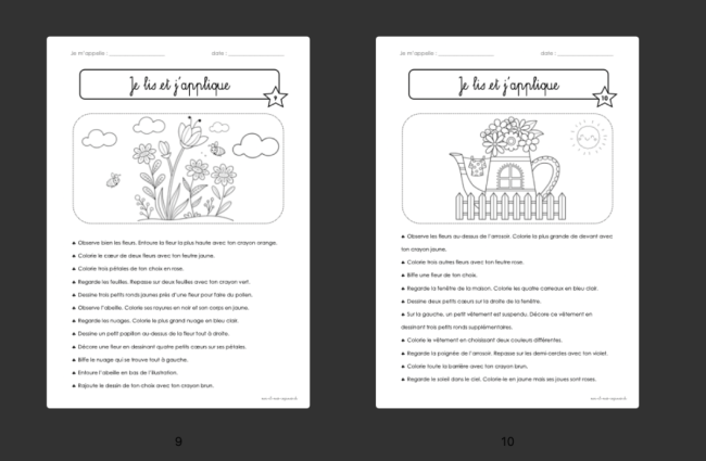 Compréhension de consignes : Pâques et Printemps