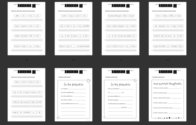Devoirs : Français 4P 