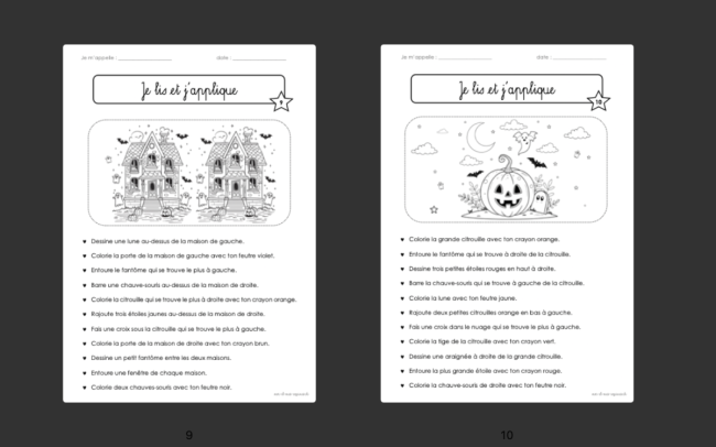 Dossier : Compréhension de consignes Automne - Halloween